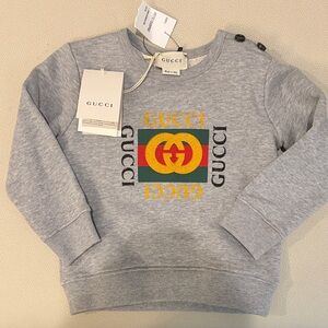 Gucci Kids Gray Sweatshirt with Multicolor Logo